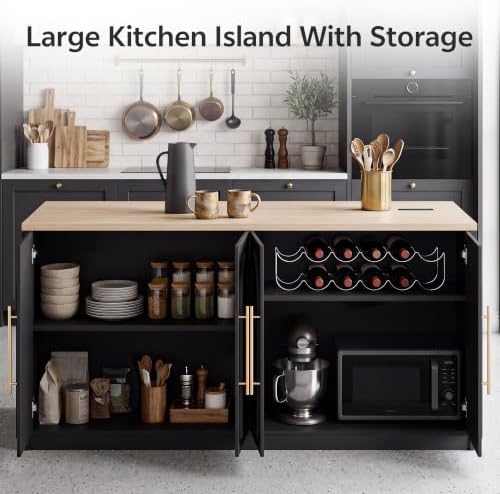 Kitchen Island on Wheels, Rolling Island Cart, Arched Cabinet
