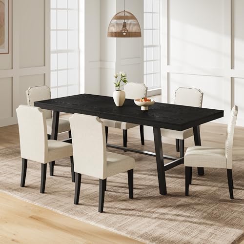 Garvee 79" 8-10 Person Dining Table, Industrial Kitchen Table, Black