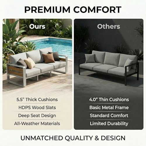 ZANDOR Aluminum Outdoor Patio Furniture-Armchair with Table,Sliver
