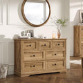 Farmhouse 7 Drawers Dresser for Bedroom with Charging Station,Wood Dressers