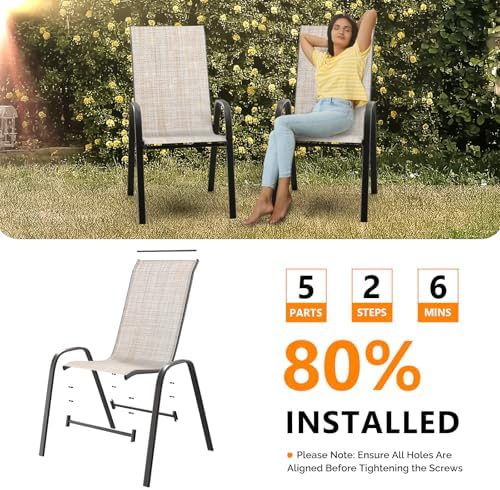 VINGLI Patio Chairs Set of 6, Yellow