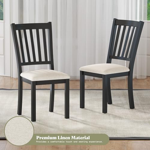 AMERLIFE Set of 8 Farmhouse Upholstered Dining Chairs with Wood Legs, Grey