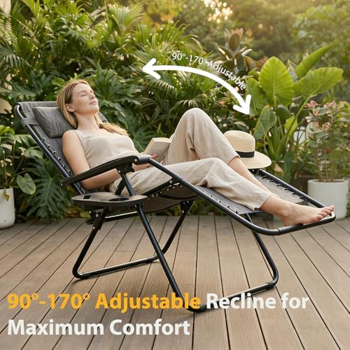 NEWBULIG Zero Gravity Chairs Set of 2, Folding Lounge Recliner Chair