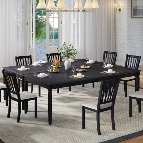AMERLIFE 79" Farmhouse Solid Wood Dining Table with Roman Legs, Grey