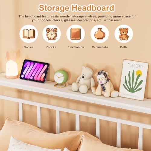 Full Canopy Bed Frame with Storage Headboard Minimalist 4 Posters Bed