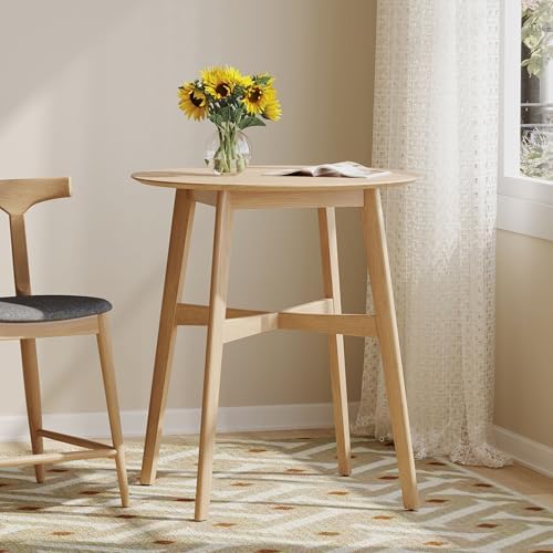 Christopher Knight Home Toori Mid Century Modern Kitchen Bar Table for Home Kitchen/Dining Room, Sturdy Wooden Counter Height Table with Splayed Legs, Modern Pub Table, Round Dining Table, Natural