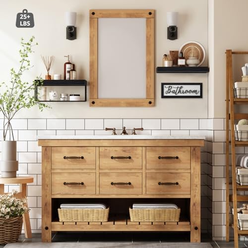QEEIG ‎Bathroom Shelves with Decor Sign (Black, 15.7")
