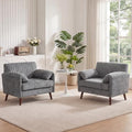 Modern Elegant Oversized Accent Armchair Set of 2, 43.3" Chenille, Gray