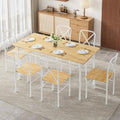VECELO 7-Piece Dining Table Set for 6, Wood Dinette with Chairs, Natural White