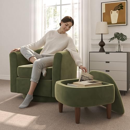 360° Swivel Accent Chair with Storage Ottoman