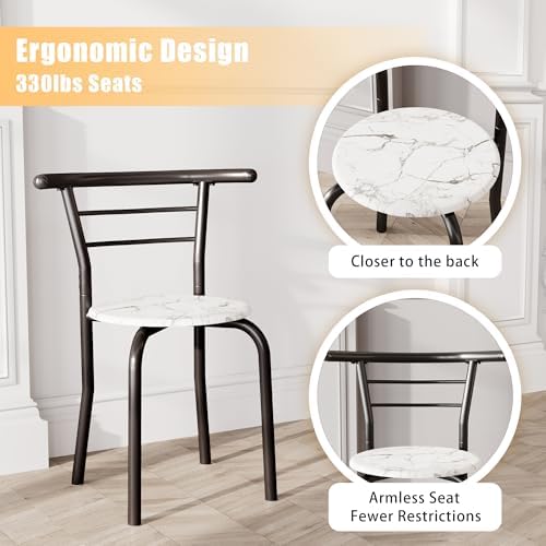 JUMMICO 3-Piece Wooden Round Table & Chair Set (White/Black)