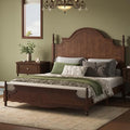 AMERLIFE Queen Solid Wood Poster Bed with Arched Headboard, Dark Walnut