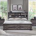 Queen Size Bed Frame with 54" Tall Headboard with 4 Storage Rack, 2 Drawers