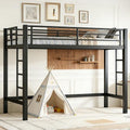 Bellemave Twin XL Size Loft Bed Frame with 2 Ladder, Sturdy Metal Construction & High Guardrail, Space Saving Twin XL Loft Bed for Kids, No Box Spring Needed, Safe for Adults, Teens, Dorms, Black