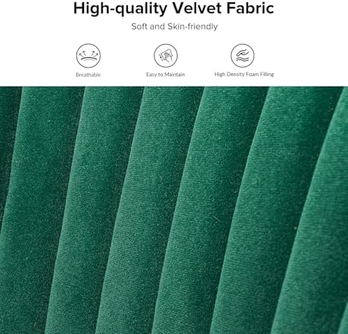 HULALA HOME Velvet Accent Chair, Modern Upholstered Cute Side Chair with Gold Metal Legs, Armless Wingback Slipper Chair Comfy Living Room Chair for Bedroom Guest Room Vanity,Green
