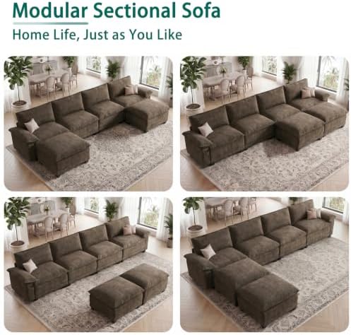 140" Modular Sectional Couch, U Shaped Cloud Sofa for Living Room