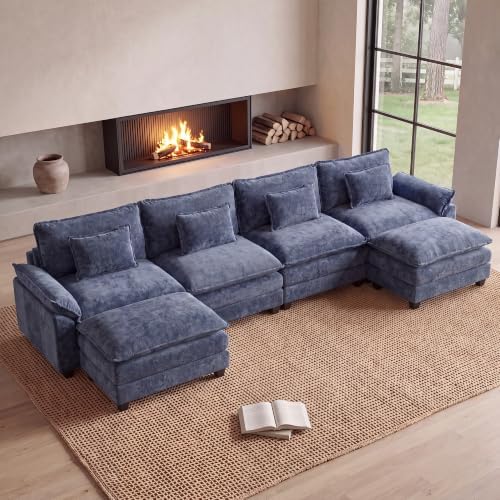 Oprisen 154" Modular Sectional Sofa, Comfy Deep Cloud Couch with Ottoman