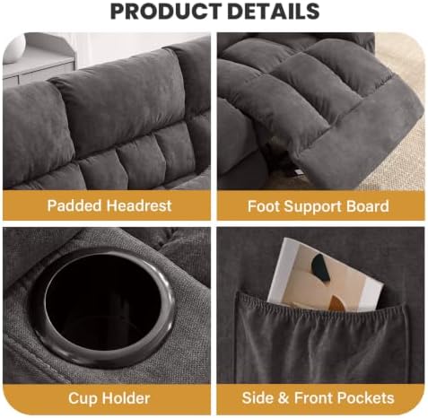 BOSMILLER Recliner Loveseat with Cup Holders for Living Room, 2 Seat Manual Loveseat Recliner with Side Pocket