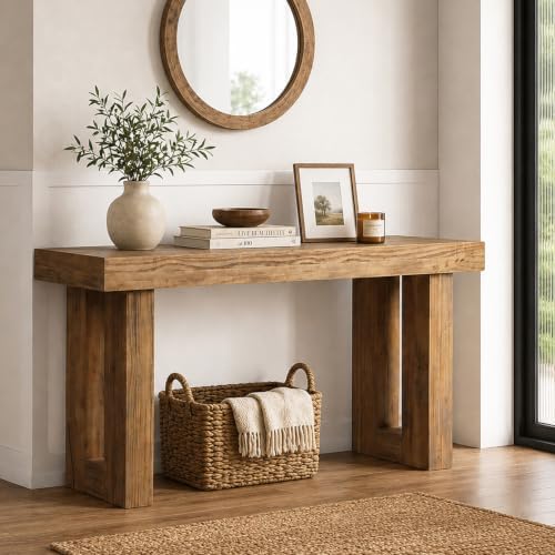 HOKYHOKY Reclaimed Solid Wood Console Table, 59" Long Entryway Table
