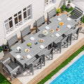 SERWALL HDPE Outdoor Furniture, Outdoor Dining Set for 10, Light Gray