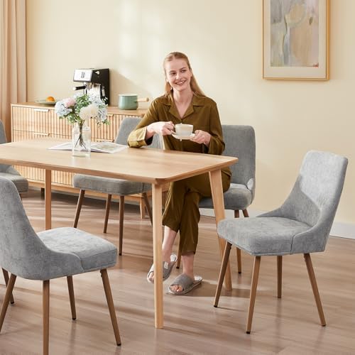 kinmars Kitchen & Dining Upholstered Dining Chairs Set of 6, Light Grey