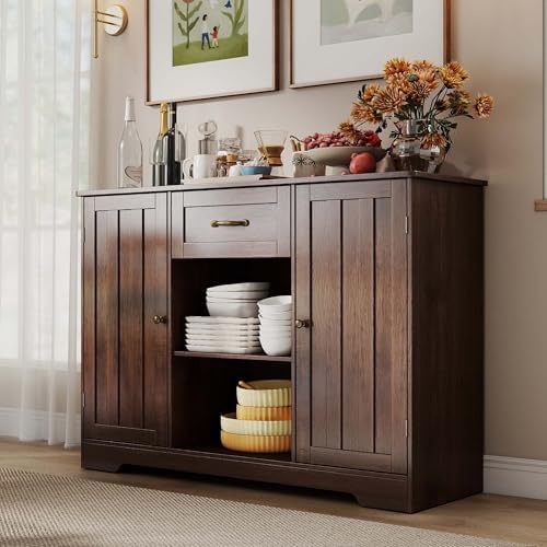 Gizoon 45" Kitchen Sideboard Buffet Cabinet with Storage, Dark Brown