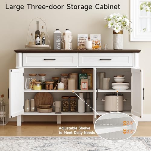 ONBRILL 55 Inch Buffet Cabinet with Storage, Off White