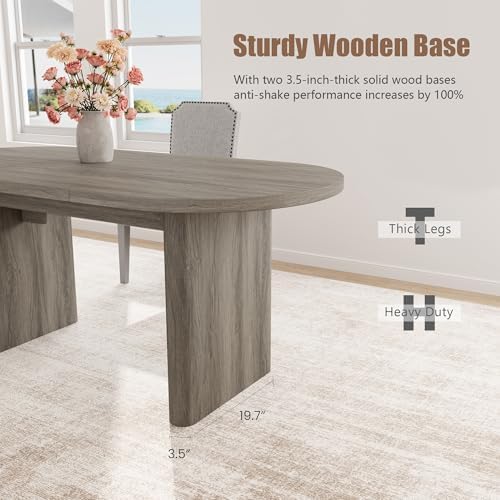 GarveeHome 63" Long Oval Dining Table with Wooden Base for 4-6 People