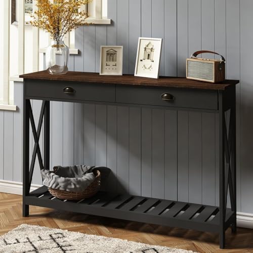 ChooChoo Console Table with Drawer for Entryway with Stable X Supports