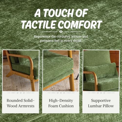 Karl home Mid-Century Modern Accent Reading Chair, Olive Green