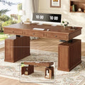 SEDETA 55.1" Farmhouse Executive Electric Standing Desk with 3 Drawers