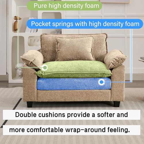 Oprisen 53" Modular Sectional Sofa, Comfy Single Sofa Deep Cloud Couch
