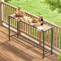TLSUNNY 63" Patio Bar Table, Sturdy Outdoor Counter Height Table, Teak