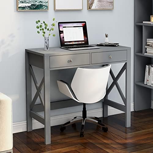 ChooChoo 39.4 Inches Farmhouse Computer Desk with 2 Drawers