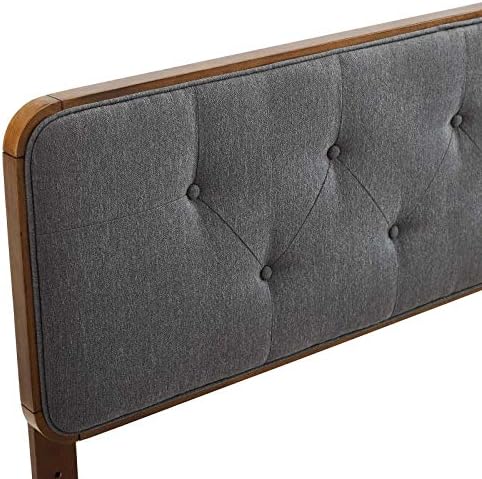 Modway MOD-6235-WAL-CHA Collins Tufted King Fabric and Wood Headboard, Walnut Charcoal