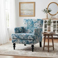 Christopher Knight Home Eve Modern Upholstered Club Chair, Wooden Living Room Accent Chair, Bedroom Comfy Reading Chair, Multifunctional Armchair, Blue Floral