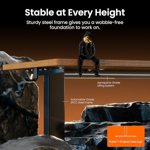 ErGear Height Adjustable Electric Standing Desk, 48 x 24 Inches Sit Stand up Desk, Memory Computer Home Office Desk, Vintage Brown