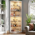 Loomie 70" Corner Bar Cabinet with LED Lights, 6-Tier Modern Wine Cabinet