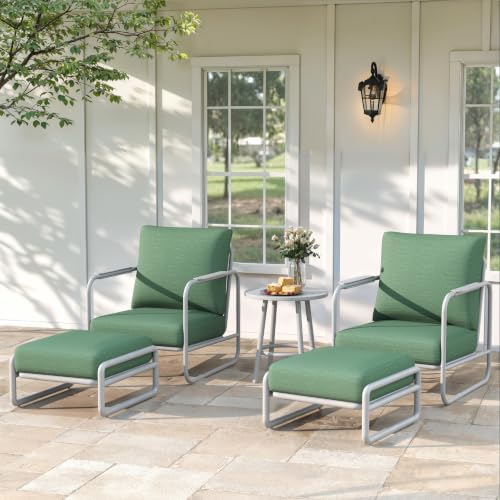3 Pieces Aluminum Outdoor Patio Conversation Set with Ottomans