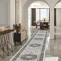Hallway Washable Runner Rug - 2'6x14 Kitchen Rugs Entryway Rug Runner Vintage Soft Floor Mat Non Slip Indoor Farmhouse Carpet for Bathroom Living Room Bedroom (2'6''x14', Grey)