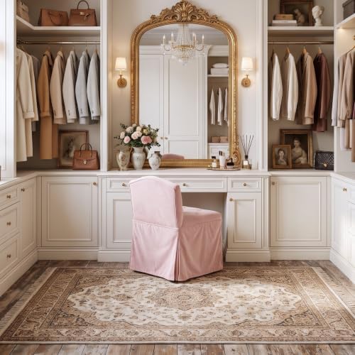 Pink Velvet Makeup Vanity Chair with Back & Wheels