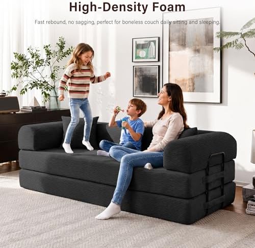 79" Convertible Sofa Bed, Boneless Sleeper Futon Couch for Living Room