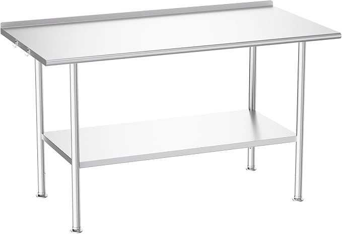 Atelicf NSF Stainless Steel Prep Table 30X60 inch with Backsplash