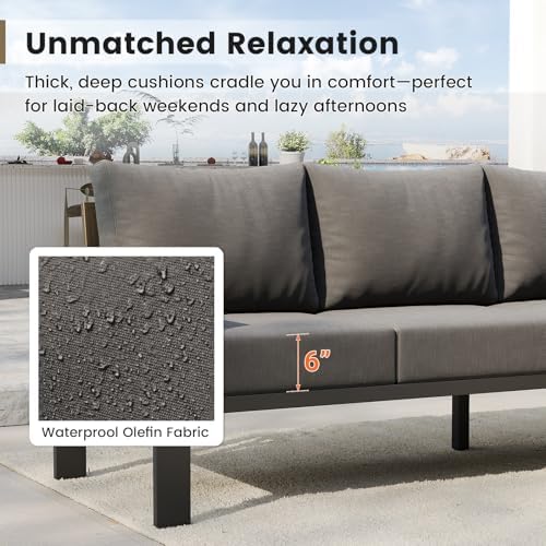 UDPATIO 6-Piece L Shaped Outdoor Sectional Sofa, 6" Thick Cushion