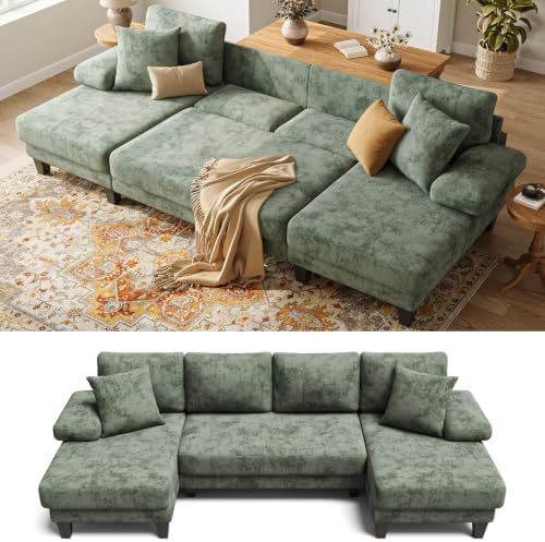 Txtin's Sleeper Sofa with Pull Out Bed 112 Inch U Shaped Sectional Couch