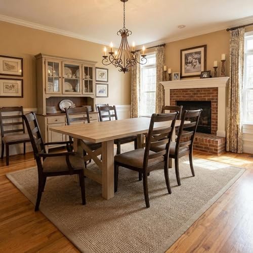 Garvee Wood Farmhouse Dining Table for 6-8, Heavy Duty Large Kitchen Table, 70.87" Long Rectangular Dining Room Tables with Strong Legs, Thickness Tabletop, for Big Family, Dinette, Natural