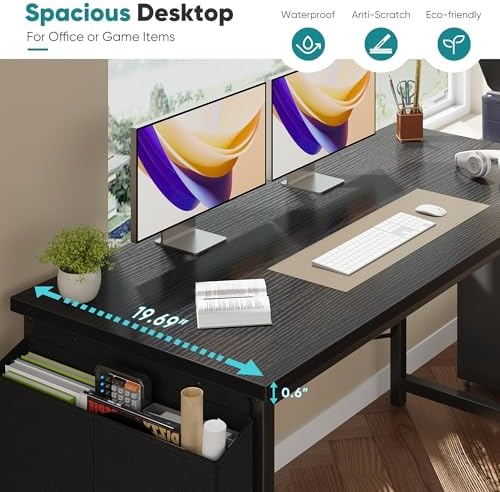OLIXIS Computer Desk, 55 Inch Gaming Desks for Home Office Small Spaces