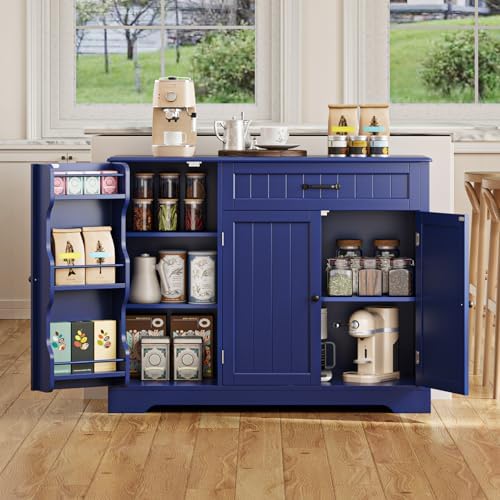 Gizoon Kitchen Sideboard Buffet Cabinet with Storage, Navy Blue