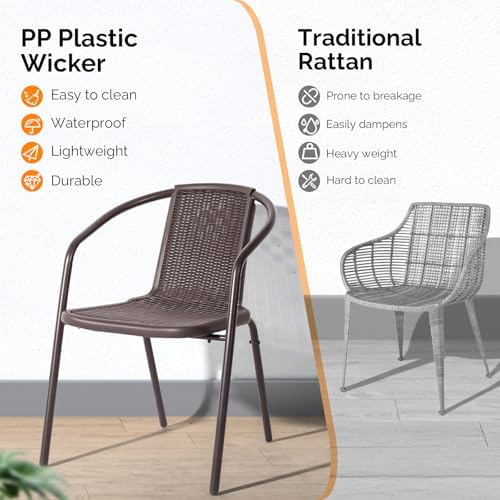 VINGLI PE Rattan Patio Dining Chairs Set of 4
