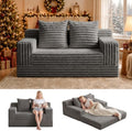 Erament Boneless Loveseat Convertible Sofa Bed, Folding Floor Futon Sleeper Sofa Couch Bed- Boneless Foldable Couch, Corduroy Pull Out Sofa Bed with 2 Pillows for Living Room & Bedroom